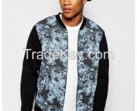 cheap clothing china floral print jersey sport jacket mens casual fashion men Varsity jacket zip open American bomber jackets