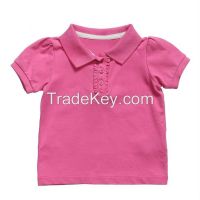 new design 100% cotton wholesale plain cute kids polo shirts for girls