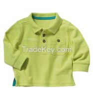 cheap high quality long sleeves plain green children bulk polo shirts with pocket
