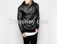 wholesale hooded shirts buy direct from china factory fashion drawstring hood front pocket mens leather jacket