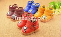 Hot Baby anti-slip leather warm winter snow boots