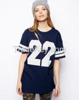 Fashionable 100%Cotton Vintage Oversized Baseball T-Shirt For Women
