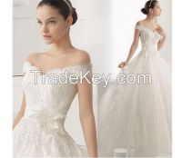 New Collection Off Shoulder Floral Straps Lace Embroidery Wedding Dress