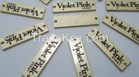 Customized logo gold metal label name plates for garments, bags, shoes