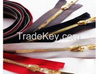 fashion cloth zipper , custom hook puller gold teeth open end metal zipper