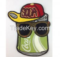 Custom embroidery sequin applique iron on patch