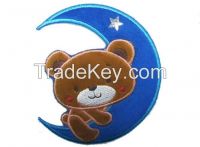 custom soft felt cartoon embroidery bear applique iron on patches for garment accessory