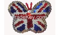 Custom sew on butterfly sequin applique embroidered patch