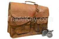 Genuine Vintage Brown Leather 16" Messenger Bag Shoulder Laptop Bag Briefcase