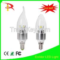Hot selling led candle light of led bulb light high quality and super bright 3w/5w warm white cool white