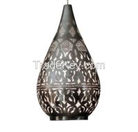 Exquisitely Crafted Silver Plated Moroccan Brass Hanging Lamp