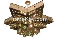 Brass & Jeweled Star Moroccan Chandelier