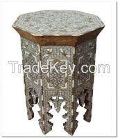 Antique Syrian Mother of Pearl Wood Coffee Table