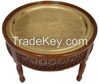 Middle Eastern Moroccan Brass Tray Table
