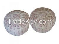 Moroccan Leather Pouf Footstool- Pair 1