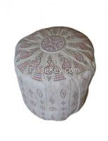 18" Height Moroccan Leather Ottoman Pouf Footstool