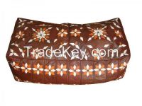 Moroccan Leather Bench Pouf Footstool