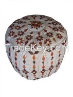 Moroccan Leather Pouf Footstool-Tall