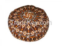 Moroccan Leather Pouf Ottoman Footstool-XL 4