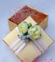 Sell gift box with bow, golden box, golden paper box