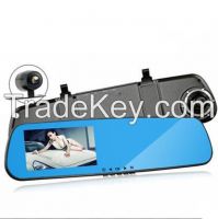 4.3-inch Super Sized Anti-dazzle Blue Mirror Car Camera Recorder with 140-degree Wide-angle Shot