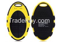 5000mAh Mini Solar Power Bank with Carabiner, Charge Cable