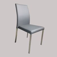 Stackable stainless steel frame PU seat dining chair