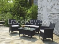 4-piece outdoor rattan furniture sets with tempered glass