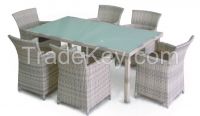 6-seater dining set, outdoor rattan dining furniture