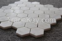 Carrara (Carrera) Venato Hexagon Honed 2" Mosaic Tile