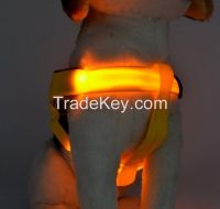 LED Flashing Light Glow Dog Pet Belt Harness Leash Tether Chest Strap