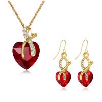 2017 new fashion hot sell vintage women zircon necklace earrings jewelry set