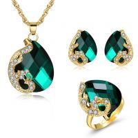 2017 fashion classic retro exaggerated geometric shape women necklace earrings suit