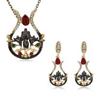 2017 classic geometric shape zircon necklace earrings jewelry set