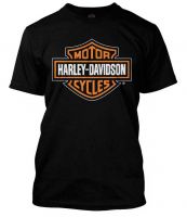Harley-Davidson Men's Orange Bar & Shield Black T-Shirt