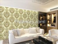 household decoration 3D inkwash painting Plain green wallpaper with high quality/home products