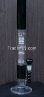 double arms perc glass water pipe with black base