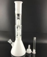 factory supply high quality 12inch rocket perc glass smoking pipe with white bowl and downstem