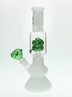 12inch white glass smoking pipe with 8ballers perc green accessories