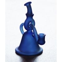 hand blown high qulaity glass recycler smoking pipe with frost colour