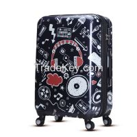 YQY13 Cool music hardside travel abs pc suitcase with expandable zipper