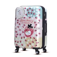 YQY07 printing strawberry pattern deisgn abs pc suitcase with TSA lock