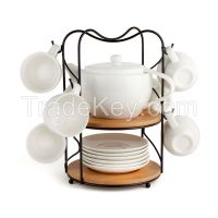 Tea & Coffee Set with bamboo stand, functionally-CH012