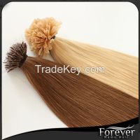 Xuchang Factory Remy hair  italian glue  full cuticel nail tip hair extensions