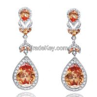 champagne and white CZ wedding or party earrings
