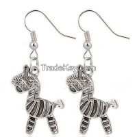 antique silver animal earrings, horse-shaped earrings