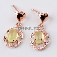 yellow jade earrings with rose gold plating