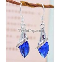sapphire earrings with white rhodium plating