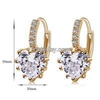 prong setting  shiny CZ clip earrings with 20K gold plating