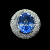 big sapphire stone pendant, fine quality 925 sterling silver pendant